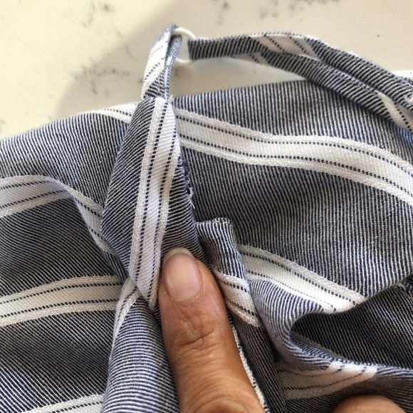 BELLE VERÉ sleeveless V-neck jumpsuit relax fit/stripe print minimalist - Picture 5 of 16